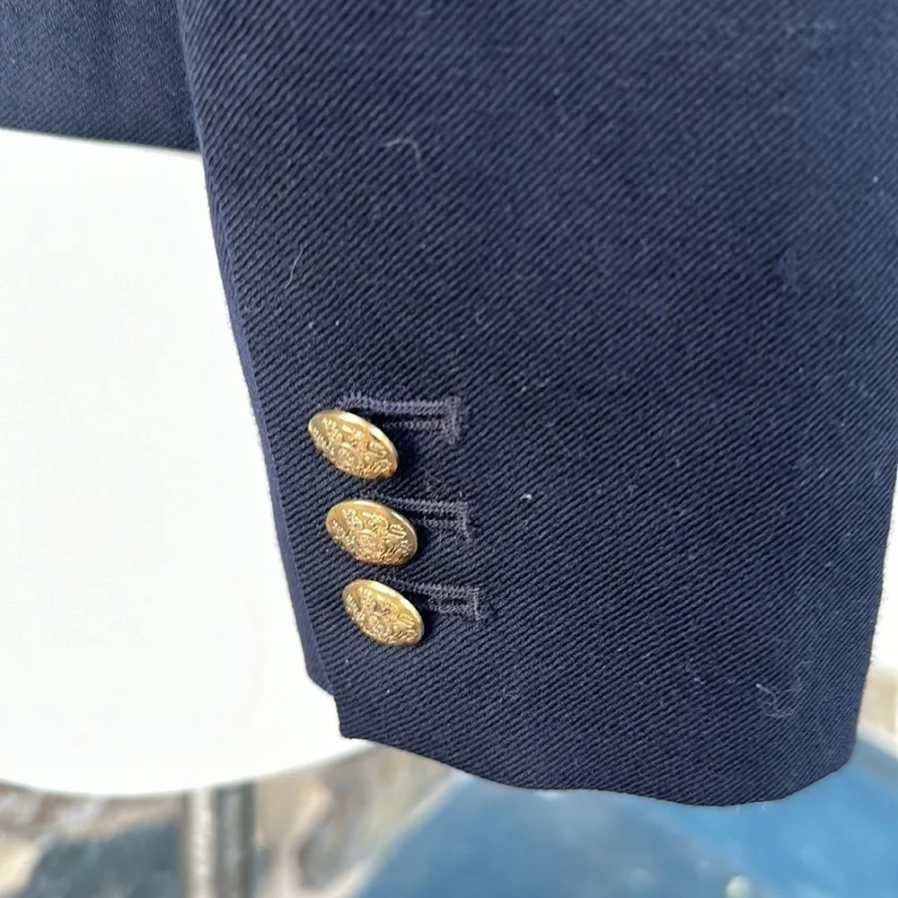 J CREW Schoolboy Blazer Wool blend black Classic Jacket Gold Button 28233 size 4